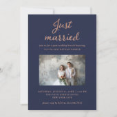 Invitation Photo Classique | Mariés Navy et Rose Gold (Devant)