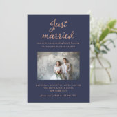 Invitation Photo Classique | Mariés Navy et Rose Gold (Debout devant)