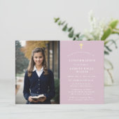 Invitation Photo classique moderne élégante Confirmation rose (Debout devant)
