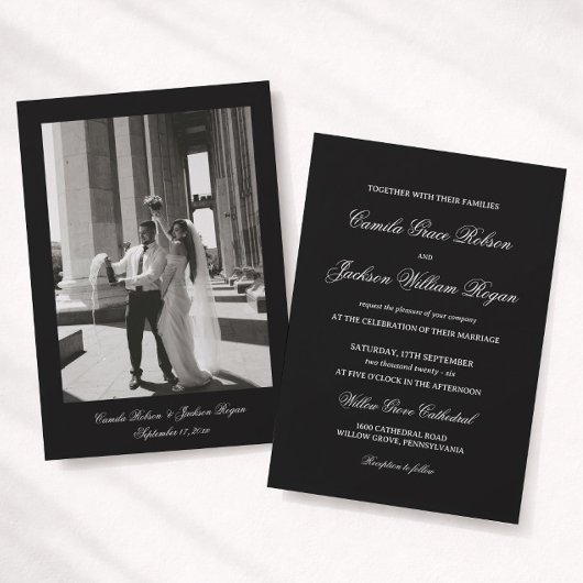 Invitation Photo Classy Black Wedding 