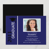 Invitation photo Classy Blue & Black (Devant / Derrière)