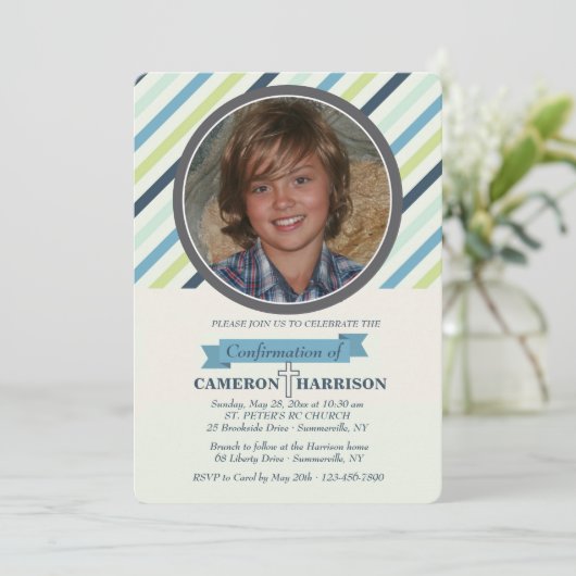 Invitation photo Classy Stripe (Debout devant)