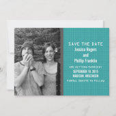 Invitation Photo Code binaire turquoise Enregistrer la date I (Devant)