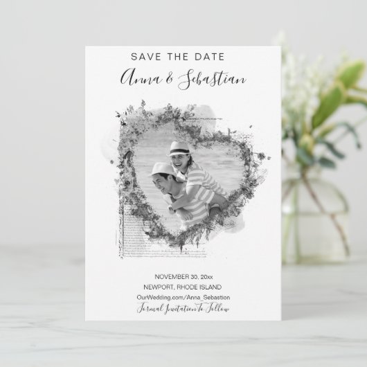 Invitation *~* PHOTO Coeur AR6 MARIAGE ENREGISTRER LA DATE QR (Debout devant)