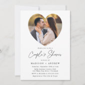 Invitation Photo Coeur moderne Douche de couple (Devant)