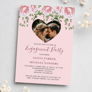 Invitation Photo coeur rose Valentine