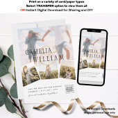 Invitation Photo Collage blanc Impression ou Mariage numériqu