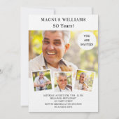 Invitation Photo collage blanc luxe anniversaire (Devant)