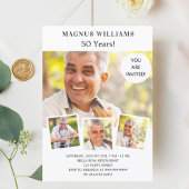 Invitation Photo collage blanc luxe anniversaire