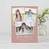 Invitation Photo Collage Dusty Rose Pink Graduation Party (Debout devant)