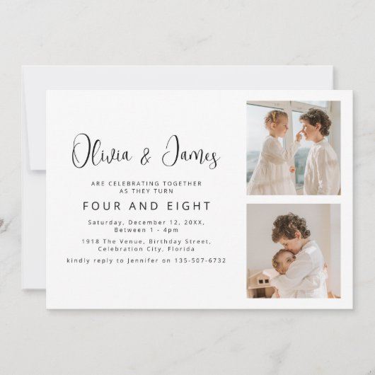 Invitation Photo Collage fête d'anniversaire conjointe (Devant)