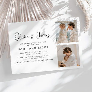 Invitation Photo Collage fête d'anniversaire conjointe