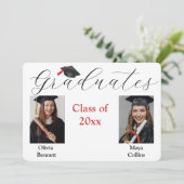 Invitation Photo Collage Graduation Party for 2 Graduates (Debout devant)