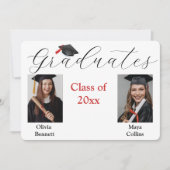 Invitation Photo Collage Graduation Party for 2 Graduates (Devant)