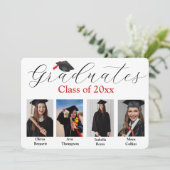 Invitation Photo Collage Graduation Party pour 4 diplômés (Debout devant)