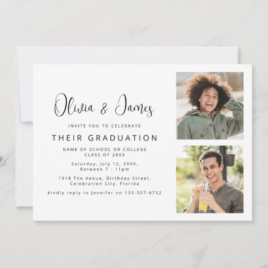 Invitation Photo Collage Joint Graduation Party (Devant)