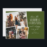 Invitation Photo Collage Merriest Noël rouge et blanc<br><div class="desc">Répandez la fête avec notre carte de Noël personnalisée avec un collage photo festif! Cet élégant design présente trois de vos photos préférées encadrées dans un jeu de couleurs classique rouge et blanc. Idéal pour partager des souvenirs spéciaux en famille et entre amis, cette carte allie style moderne et atmosphère...</div>