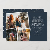 Invitation Photo Collage Merriest Noël rouge et blanc (Devant / Derrière)