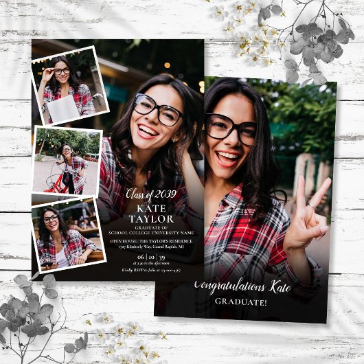 Invitation Photo Collage Modern Graduation Party