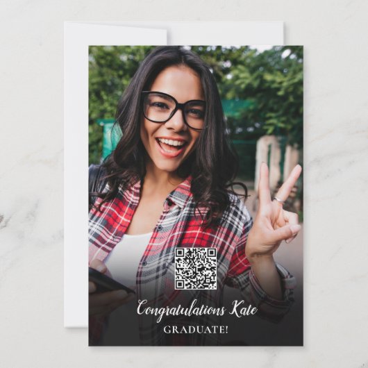 Invitation Photo Collage Moderne Graduation Party QR Code (Dos)
