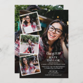 Invitation Photo Collage Moderne Graduation Party QR Code (Devant / Derrière)