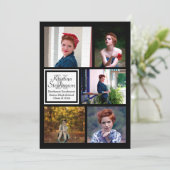 Invitation Photo Collage Monogramme Diplôme du secondaire (Debout devant)