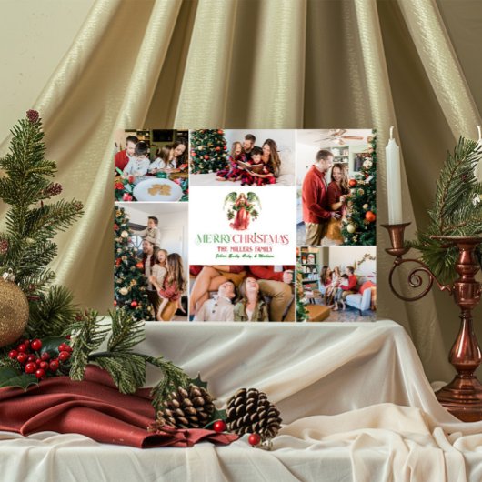 Invitation Photo Collage Noël Angel Fancy Typographie