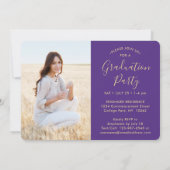 Invitation Photo Collage Purple et Gold Graduation Party (Dos)