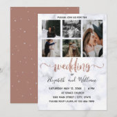 Invitation Photo Collage Rose Gold Parties scintillant Callig (Devant / Derrière)