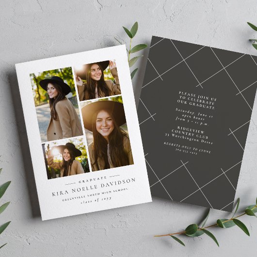 Invitation Photo collage simple fête de graduation