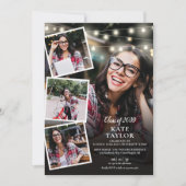 Invitation Photo Collage String Lights Graduation Party (Devant)