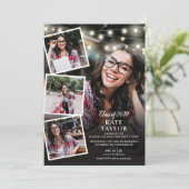 Invitation Photo Collage String Lights Graduation Party (Debout devant)