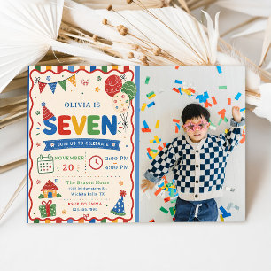 Invitation Photo Color Pop SEVEN Fête d'anniversaire