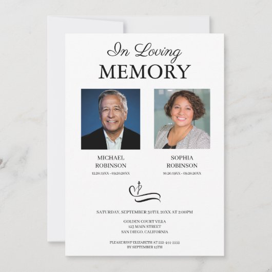 Invitation Photo commémorative des funérailles doubles (Devant)
