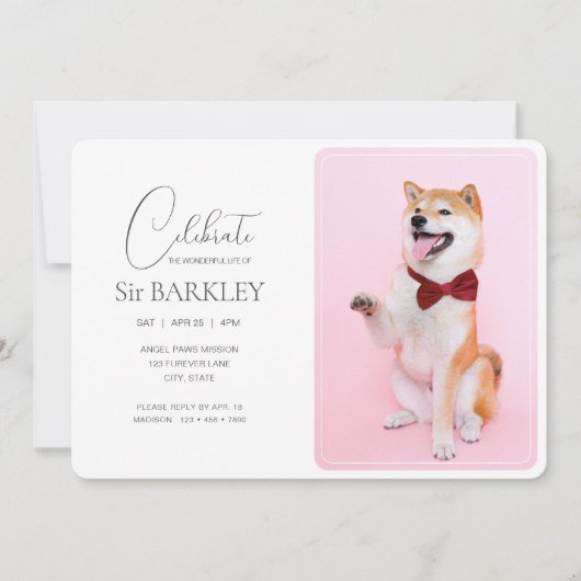 Invitation photo commémorative pour animaux de com (Devant)