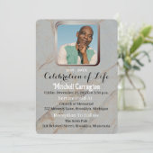 Invitation Photo commémorative unique moderne en marbre gris (Debout devant)