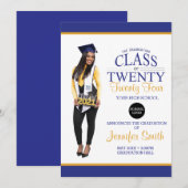 Invitation Photo complète personnalisée Bleu et Jaune (Devant / Derrière)