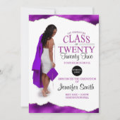 Invitation Photo complète personnalisée Graduation violette (Devant)