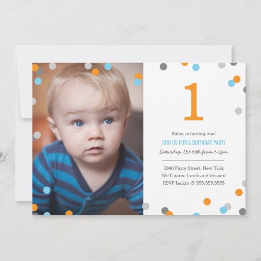Invitation Photo Confetti Anniversaire (Devant)