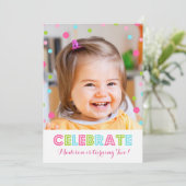 Invitation photo Confetti colorée 2e anniversaire (Debout devant)