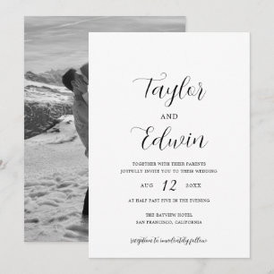 Invitation Photo contemporaine simple Mariage moderne