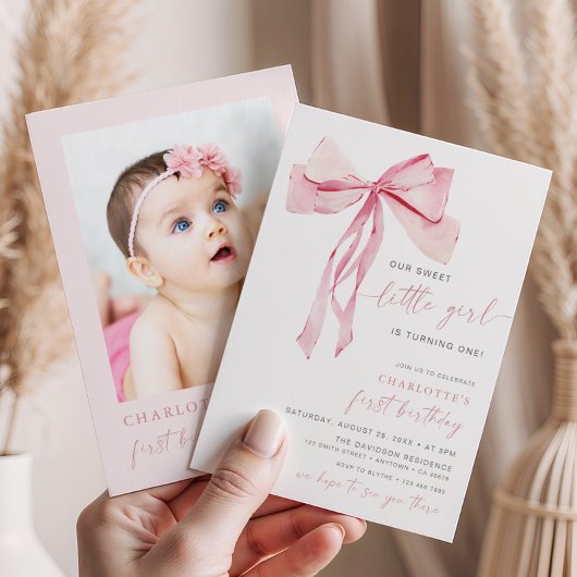 Invitation Photo Coquette pour Premier Anniversair