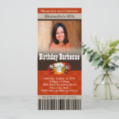 Invitation Photo couleur Barbecue barbecue Billet fête d'anni (Debout devant)