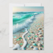 Invitation Photo Couple's Sea Glass Mariage côtier (Dos)