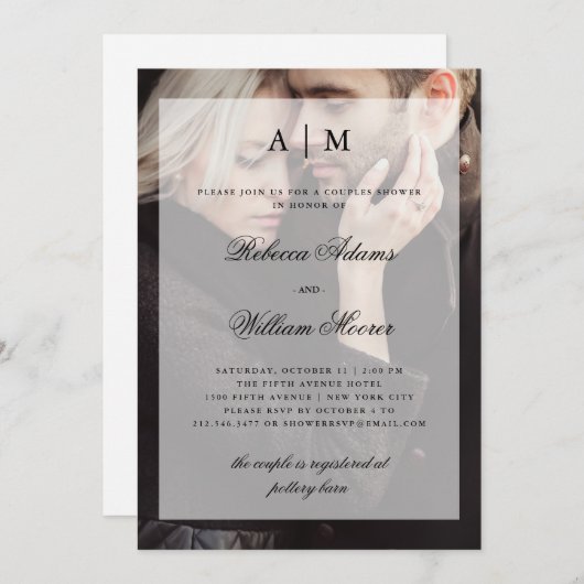 Invitation photo Couples Shower avec superposition (Devant / Derrière)