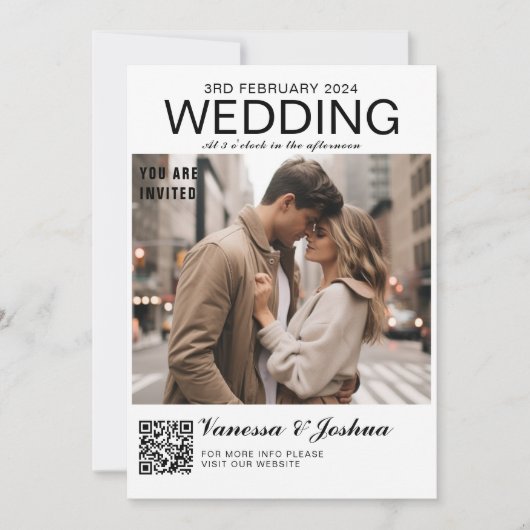 Invitation Photo Couverture Magazin Code QR Mariage (Devant)