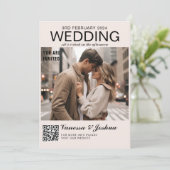 Invitation Photo Couverture Magazin Code QR Mariage (Debout devant)