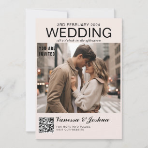 Invitation Photo Couverture Magazin Code QR Mariage