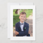 Invitation Photo Croix Bleue Or Floral Première communion (Dos)