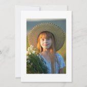 Invitation Photo Croix Turquoise Argent Floral Première commu (Dos)